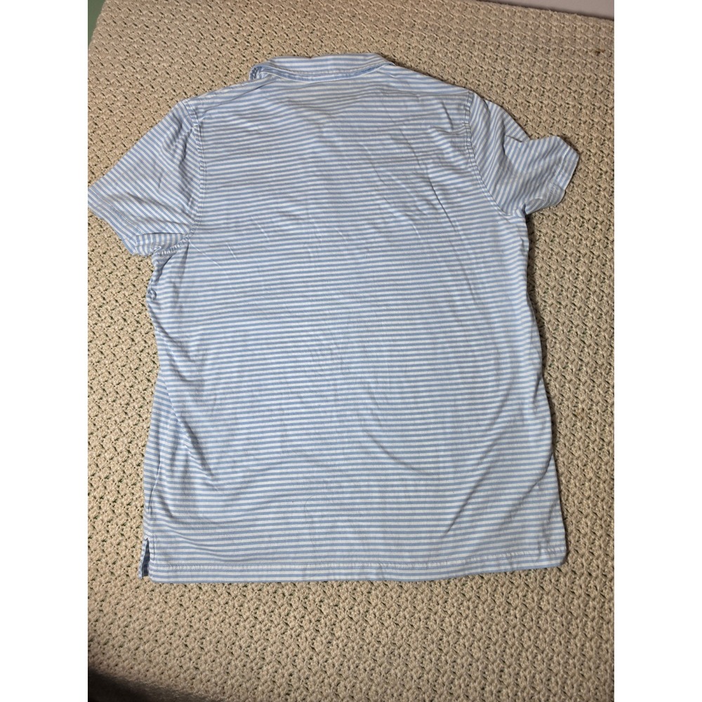 Brooks Brothers Polo Shirt Mens XXL Blue White Excellent Striped Cotton Pocket - Picture 2 of 6
